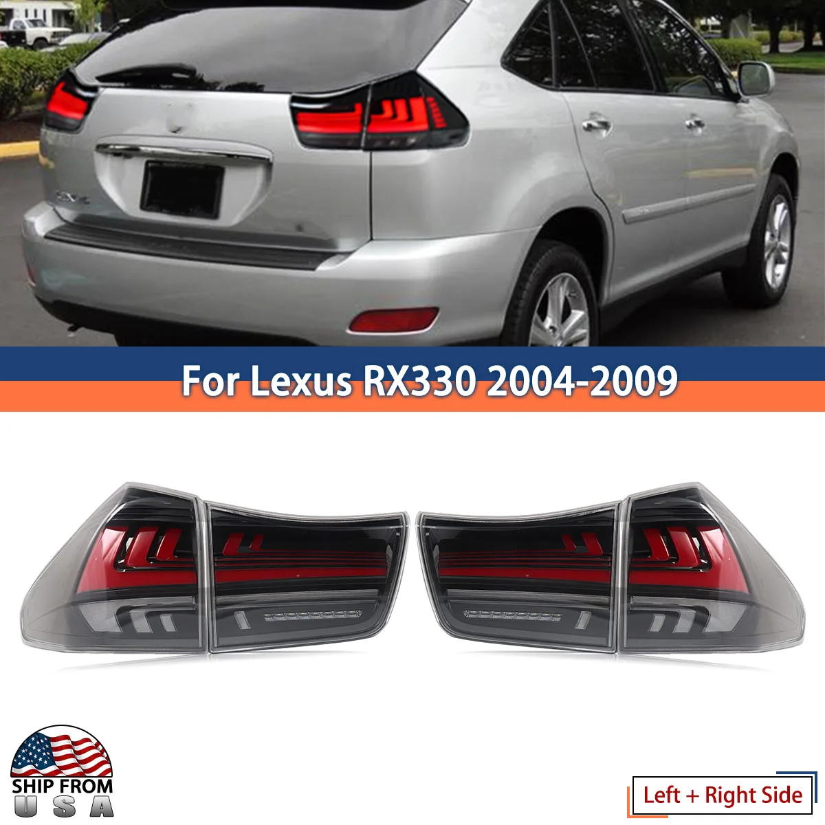 

LED Rear Tail Light Rear Lamp For Lexus RX330 RX350 RX400h 2004-2009 Inner Outer