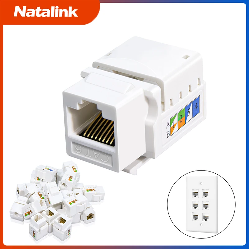 

Natalink RJ45 Network Module Cat6 Cat5e Keystone Jack,No Punch-Down Tool Cat6 Network Coupler,(Not compatible with Patch Panel)