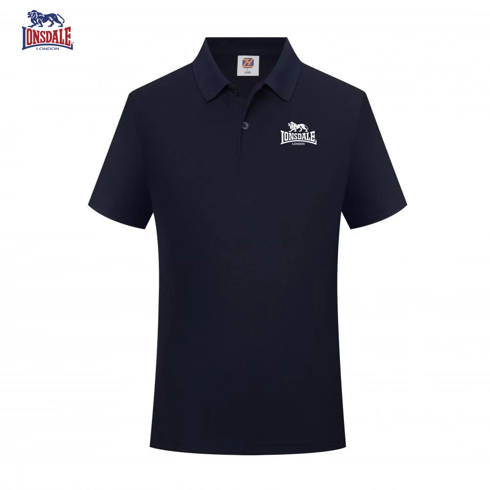 

LONSDALE Camisa polo con estampado de letras, camisa informal de manga corta con cuello para hombre, top holgado estilo Harajuku