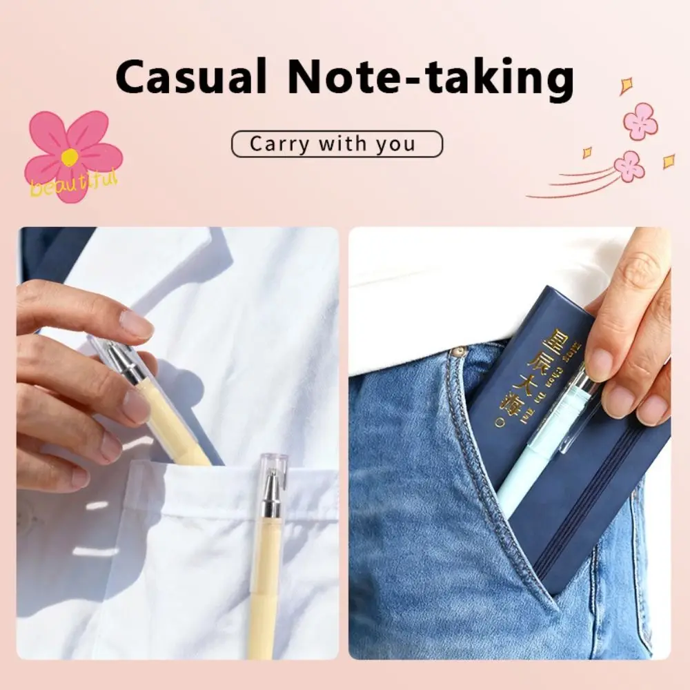 Quick-drying Mini Pocket Pen Refillable Morandi Color Gel Pen 0.5mm Tip Black Ink Ballpoint Pen Students