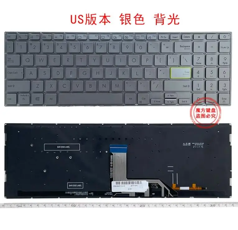 US SILVER BACKLIT Keyboard for Asus VivoBook X513E X513EA X513EP X513EQ X513IA M5600 M5600ia M5600UA M5600QR V5100 V5050 V5050FB