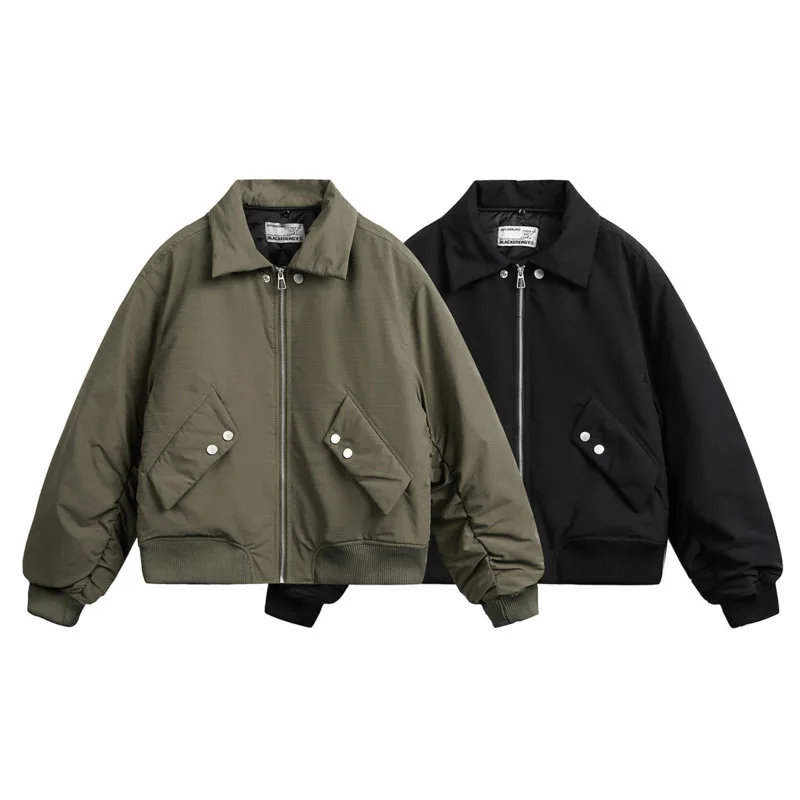 سترة قطن بيسبول شتوية جديدة للرجال لعام 2024 ، سترة منفوخة بياقة من الفرو قابلة للفصل ، سترة قطن أمريكية بلون سادة BM/BM246