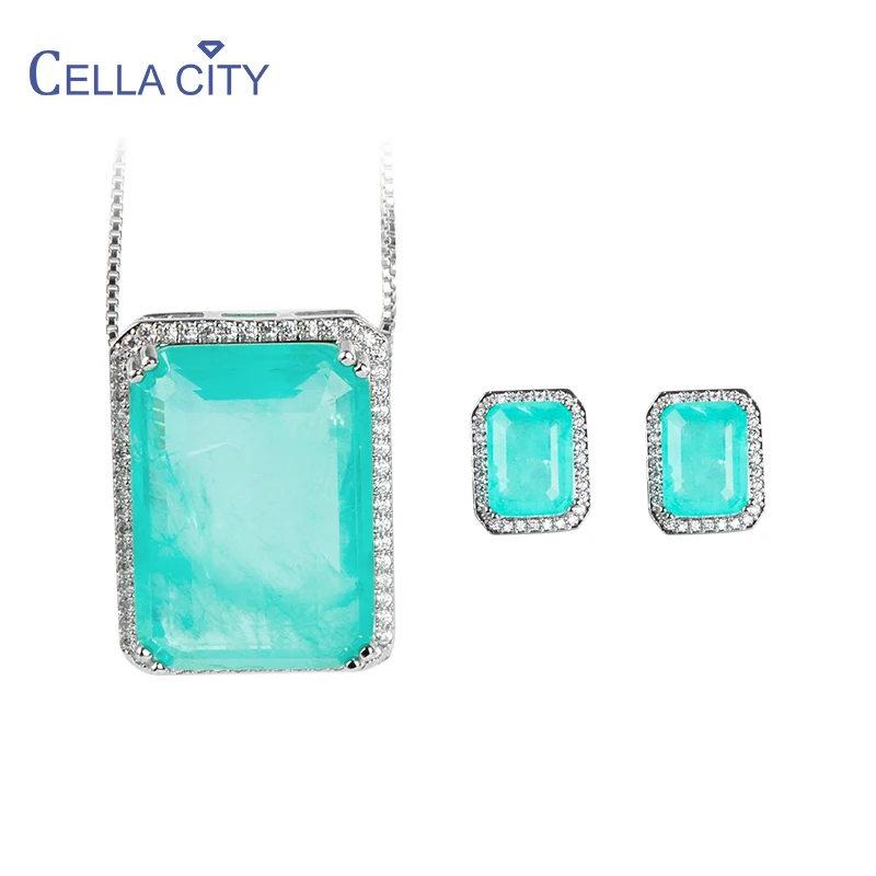 

Комплект из колье и серёг, из серебра 925 пробы, 20 х28 мм