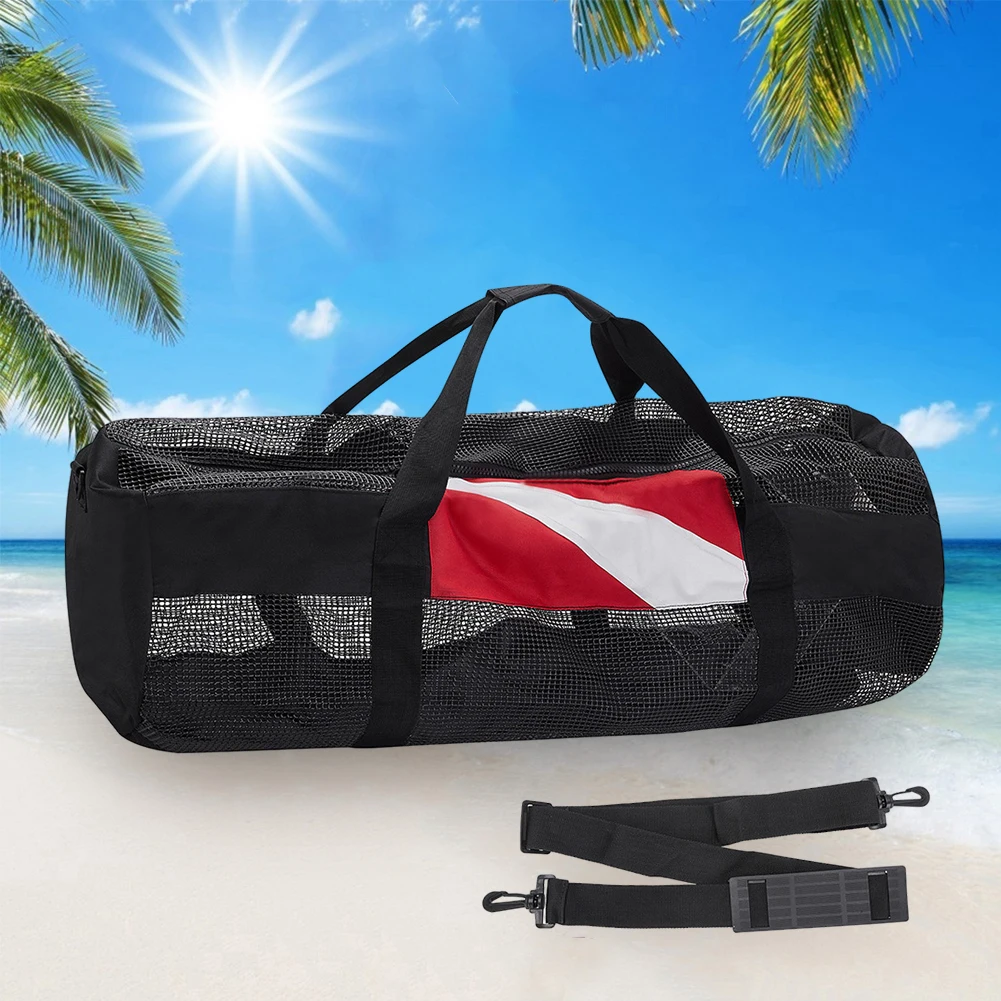 Swimming Beach Storage Bag Portable Scuba Diving Mesh Tote with Adjustable Shoulder Strap Snorkeling Gear Organizer