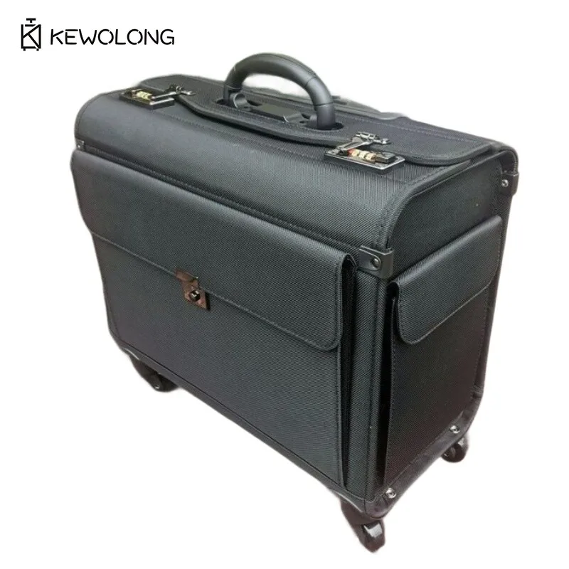 

18-дюймовый прочный чемодан Flight Crew Carry On — военный чемодан из ткани Оксфорд с вращающимися колесами, одобренный авиакомпанией пилота
