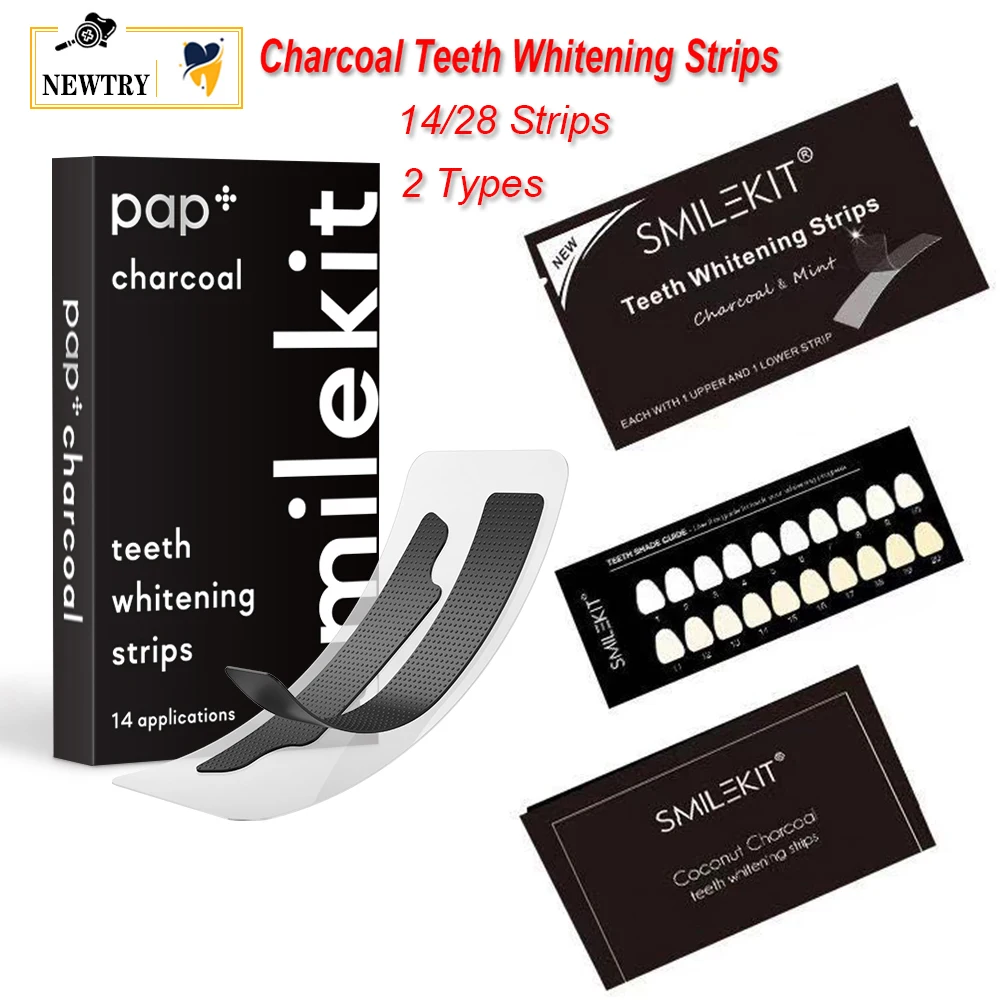 5 Boxes PAP+ Teeth Whitening Strips Charcoal Tooth Stain Removal Oral Hygiene Care Dental Shade Bleaching Kit Enamel White Tool