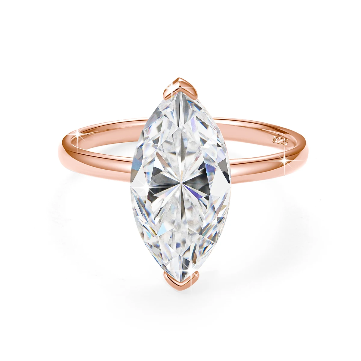 6,5*13mm 2,5ct Marquise-Schliff Moissanit-Ringe für Damen, 18k vergoldet, 925 Sterling Silber, Solitär-Ehering, Brautschmuck – Detail 8