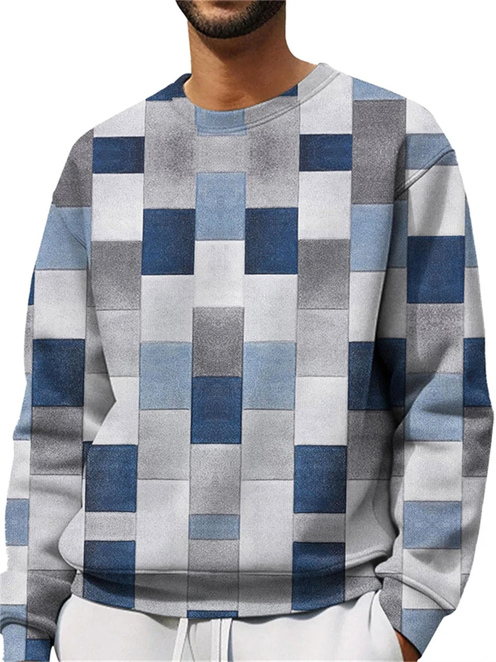 

Классический дизайн, лоскутный узор, толстовка для мужчин, толстовки с круглым вырезом, 3d принт, полиэстер, свободный пуловер, кофты, топы