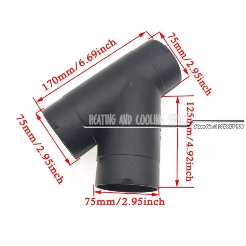 42mm/60mm/75mm/90mm Air Vent Ducting T Y L Piece Elbow Pipe For Webasto Diesel Parking Heater Outlet Exhaust Connector Joiner