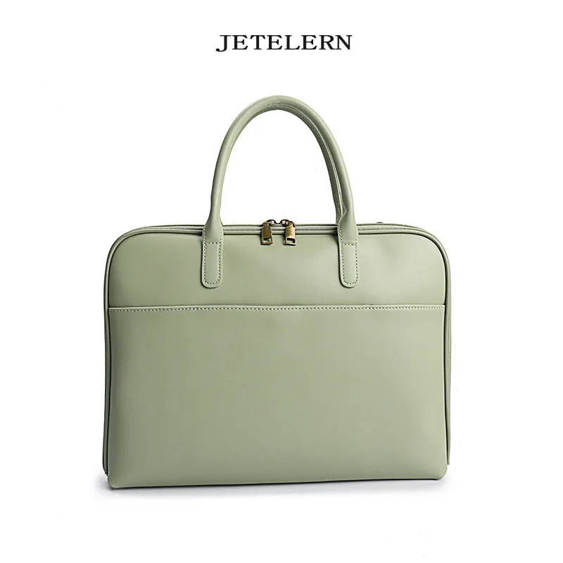 LuxuryCowhide Fashion Computer Bag Professional Commuter Women's Bag  Simple Business Hand Account Shoulder Briefcase 12