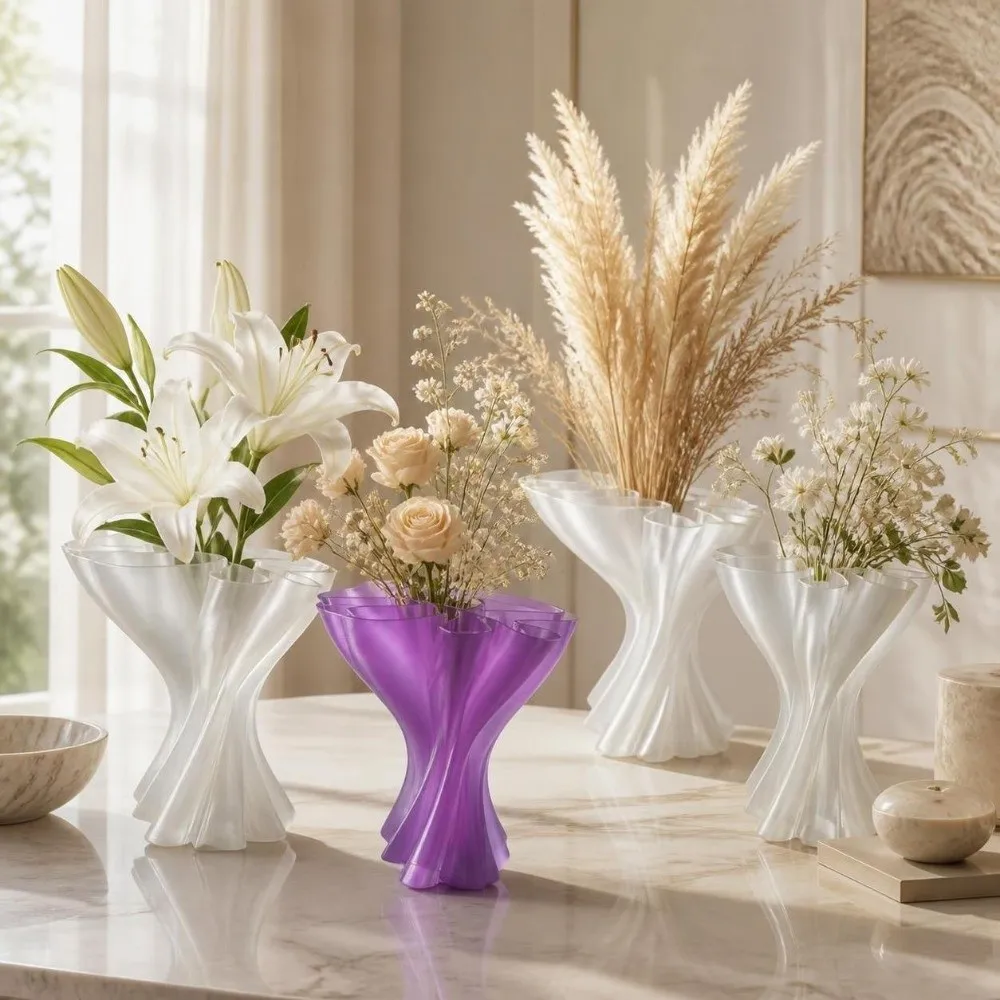 Nordic Style Flower Bouquet Vase 3D Printed Modern Art Desktop Ornament Irregular Creative Flower Display Container Gift