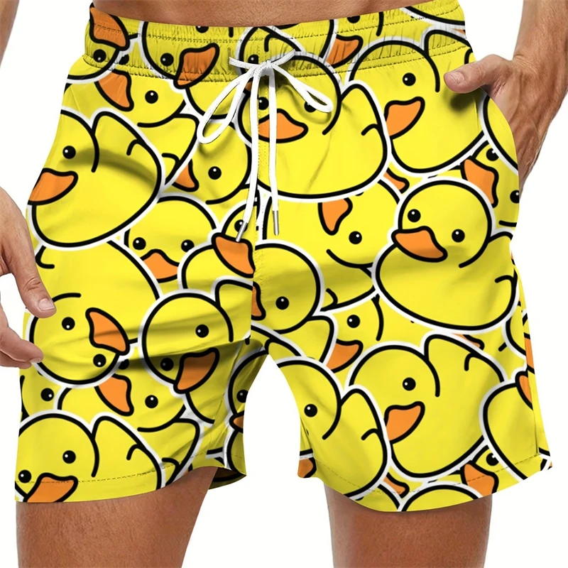 Cool Fashion Duck 3D Printed Pattern Shorts Men\'s Outdoor Leisure Sports High Quality Quick-drying Leopard Print Men Gym Shorts