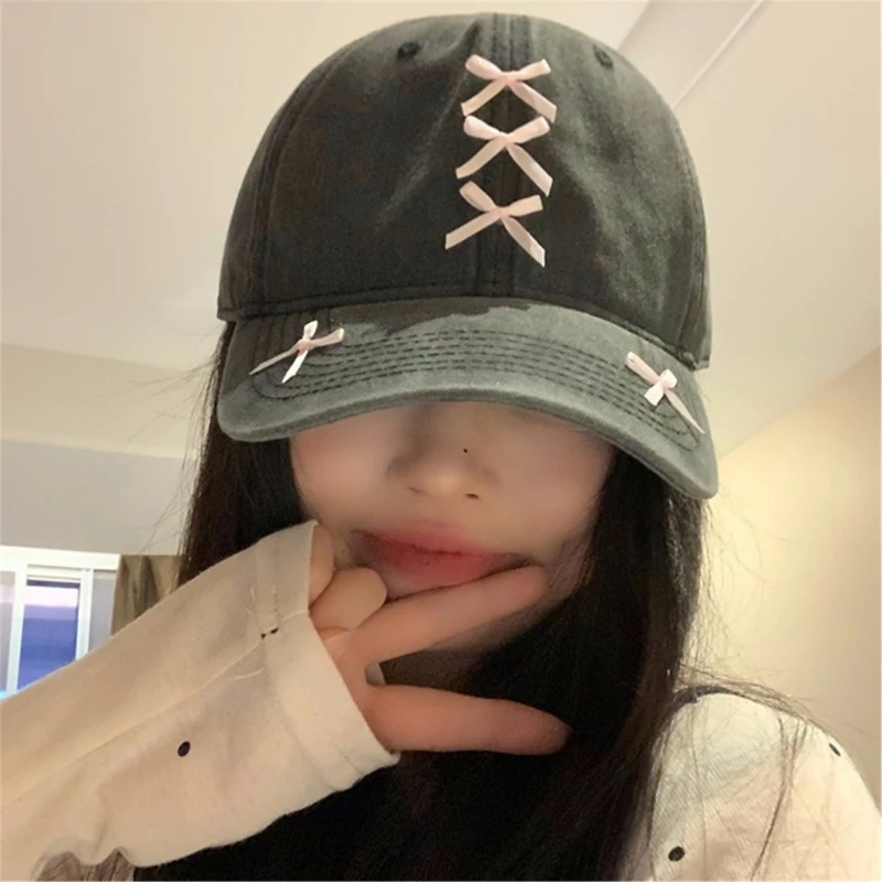 InsStyle Sweet Baseball Hat Peaked Hat Lovely Bowknot Sun Hat Summer Sport Hat Dropshipping