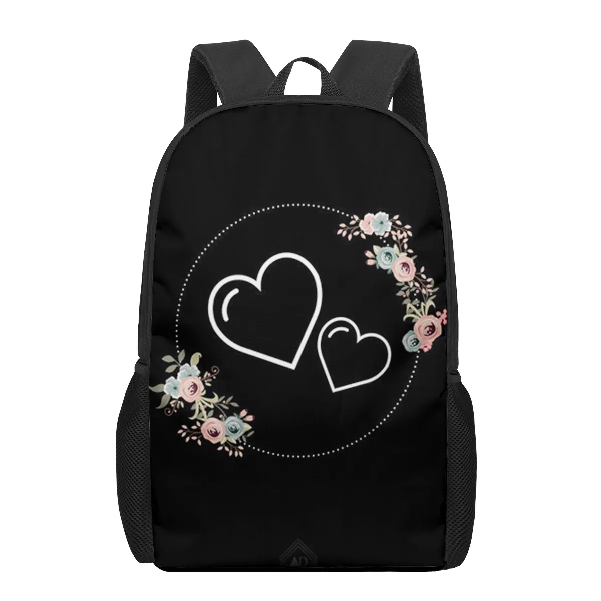 3D Print School Bags para Crianças, Mochila, Mochilas, Mochilas Pretas, Coração do Amor, Rosa Colorida, Meninas e Meninos Adolescentes, Saco de Livro Infantil