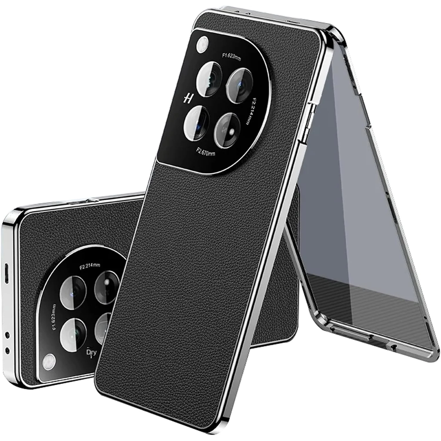 

Case for OnePlus 12, Premium Leather Plating PC Frame Case with Screen Protector Slim Shockproof Protective Cover for OnePlus 12