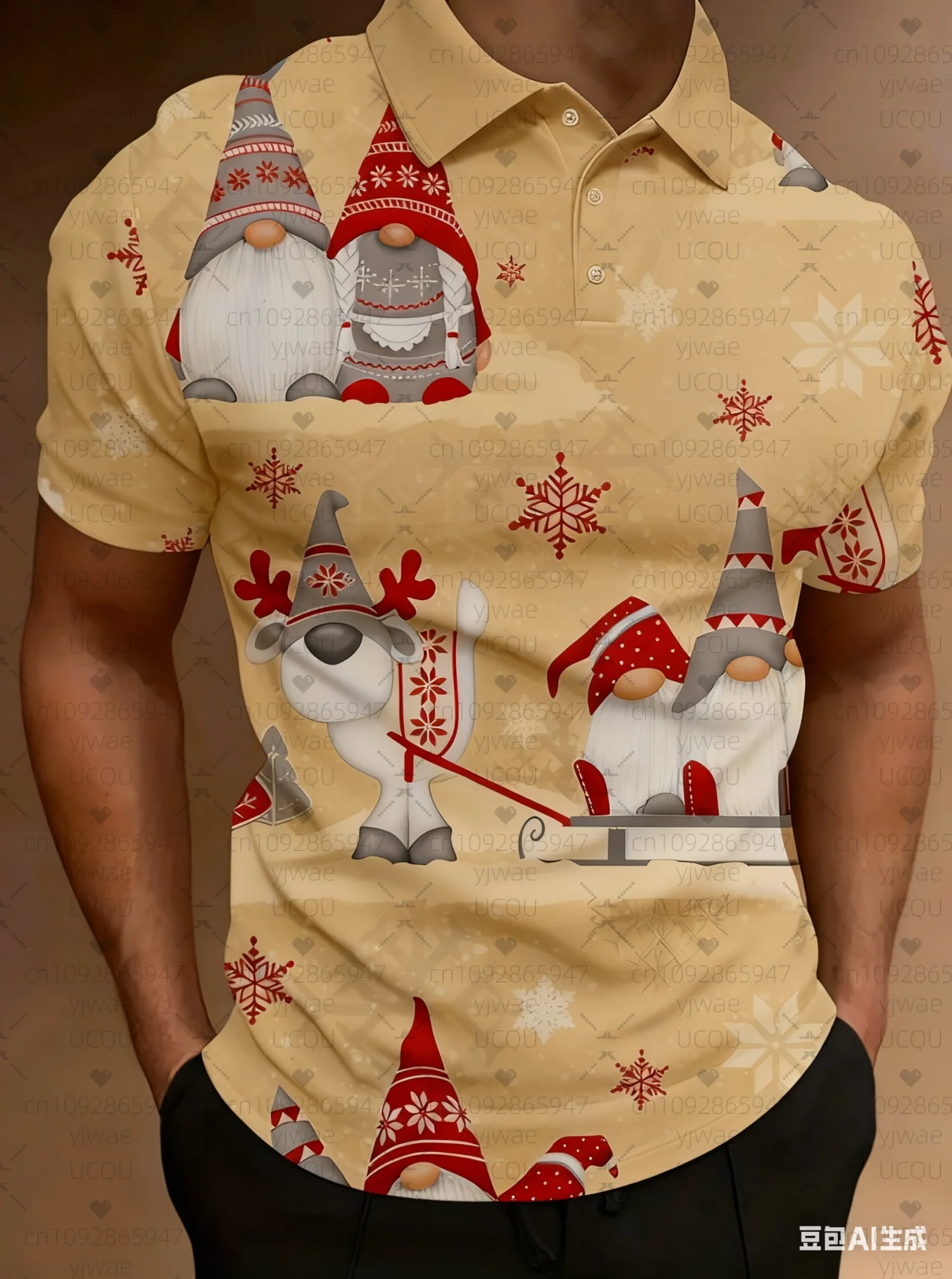 2025 الرجال حجم كبير رجالي جولف عيد الميلاد بولو تي شيرت بسيط سانتا كلوز طباعة قصيرة الأكمام قميص بولو اليومية حفلة ملابس للرجال