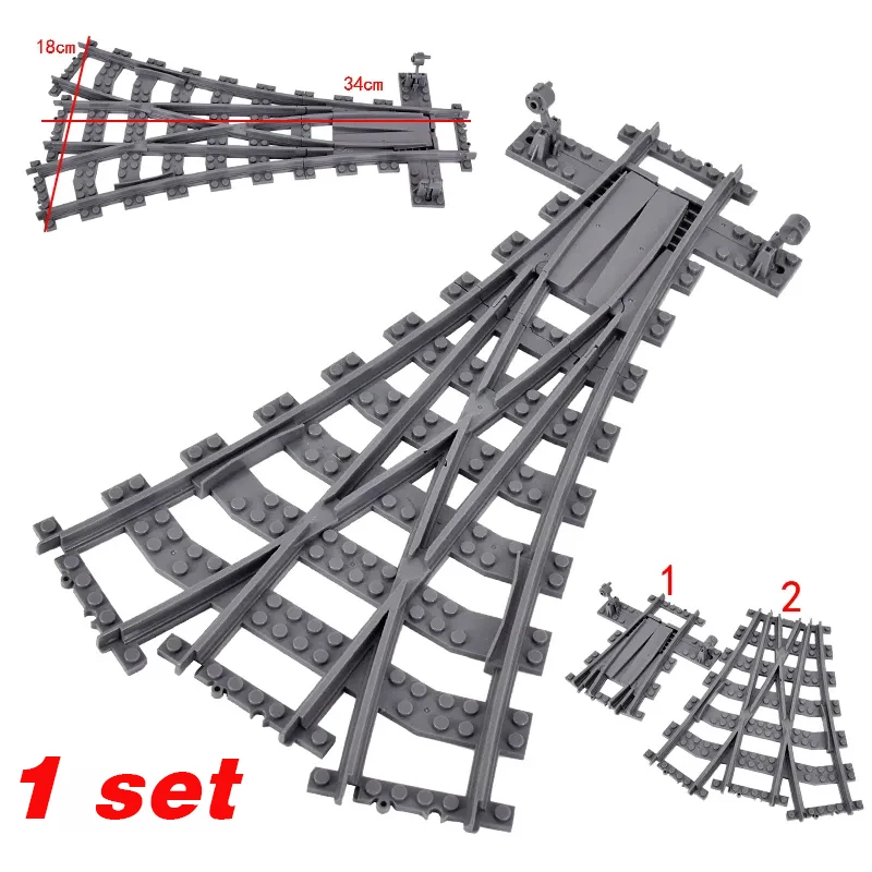 NEW City Trains Flexible Tracks Soft Straight Curved Rails Switch Building Block Creative Models Railways Toys For Kids Gifts