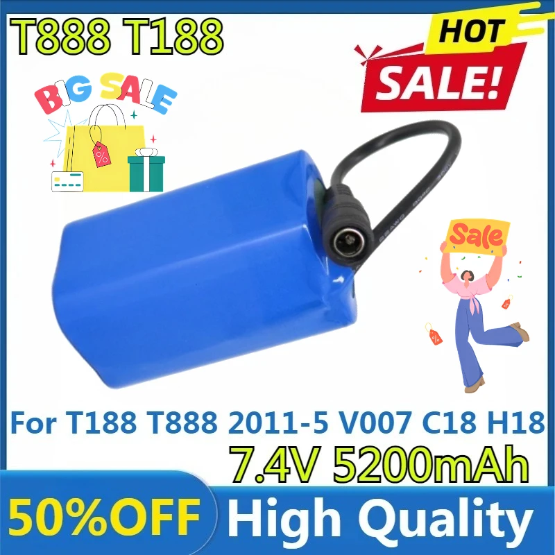 

New 7.4V 5200mAh Battery for T188 T888 2011-5 V007 C18 H18 RC Fishing Bait Boat Accessories 7.4V Аккумулятор Для Кораблика