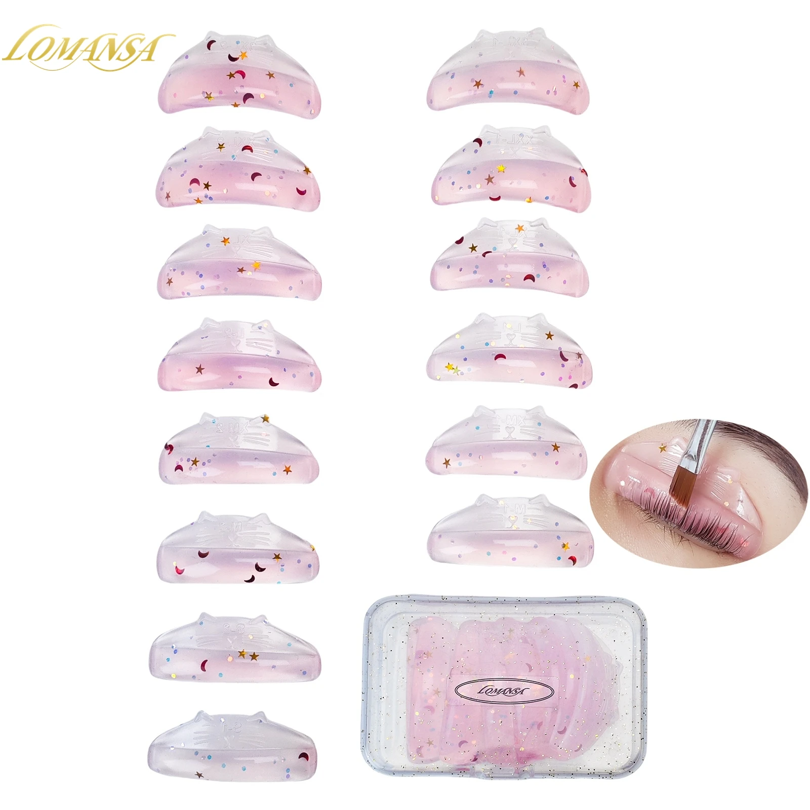 Lomansa 7 Pairs C Curl Silicone Eyelash Perm Rod Shield Lash Lift Pads Eyelash Curler Accessoriess Eyelash Lifting Beauty Tools