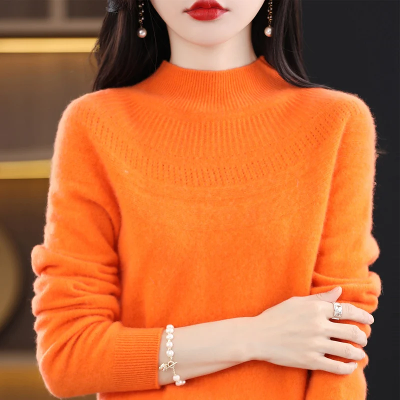 Knitted Sweater Ready to Wear Hollowed Out Wool Sweater Commuting Top Lyer Sweater 2024 Autumn/winter New Women's Item