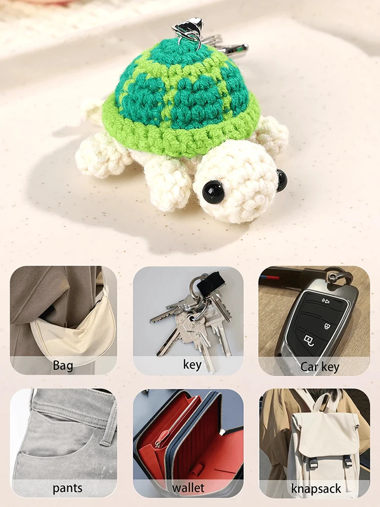 Handmade Yarn Crochet Turtle Key Ring, Gift Idea