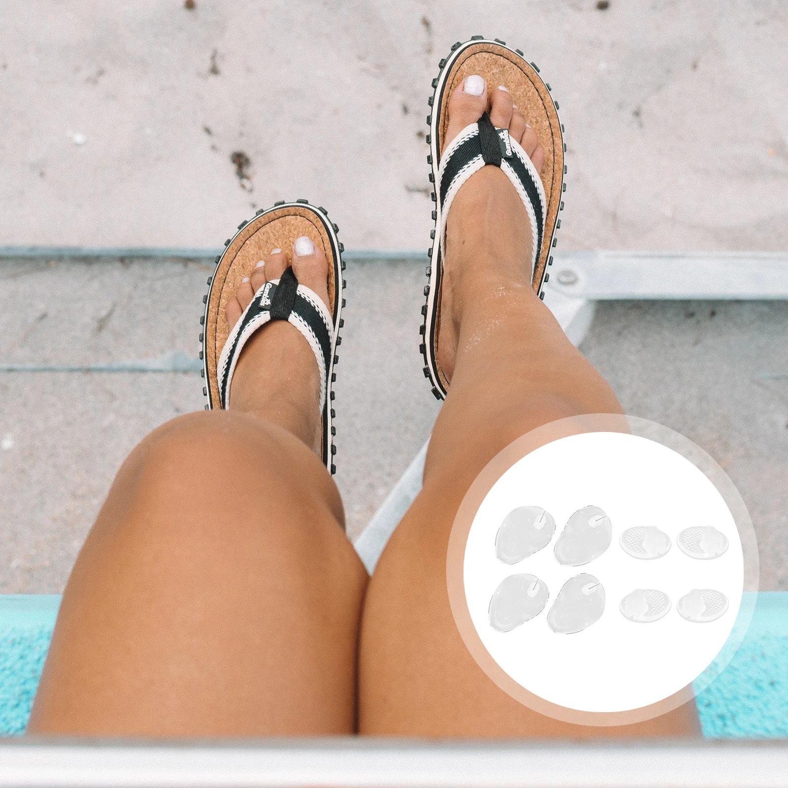 

4Pairs Transparent Silicone Toe Protectors for Forefoot Cushioning Thong Sandal Toe Pads Non Slip Shoe Inserts