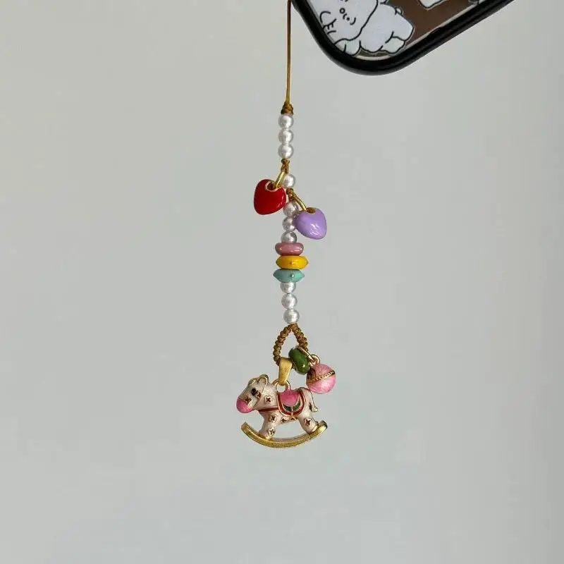 Cute Pink Dripping Oil Pony Lanyard Keychain Cell Phone Strap Charm Pendant Anti Drop Camera Decoration Chain