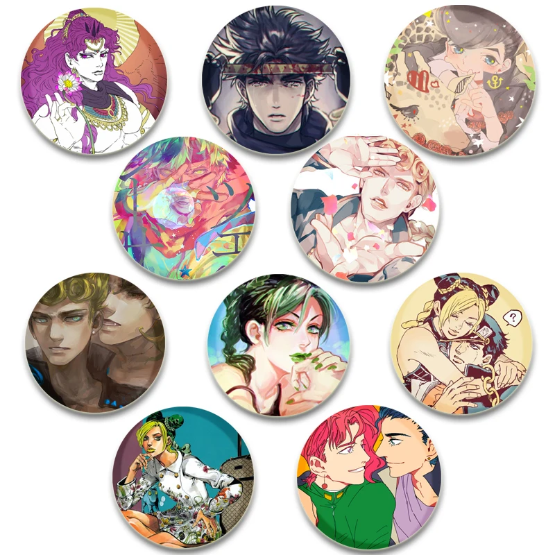 58mm Anime JoJo's Bizarre Adventure Button Pins Cartoon Badge Round DIY Creative Brooches for Backpack Jewelry Accessories Gifts