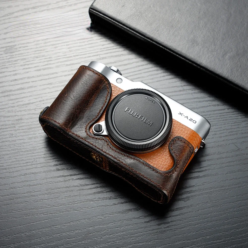 Genuine Leather Camera Case Handle Half Bag For Fujifilm XA3 XA5 XA7 XA10 XA20 Camera Bodysuit