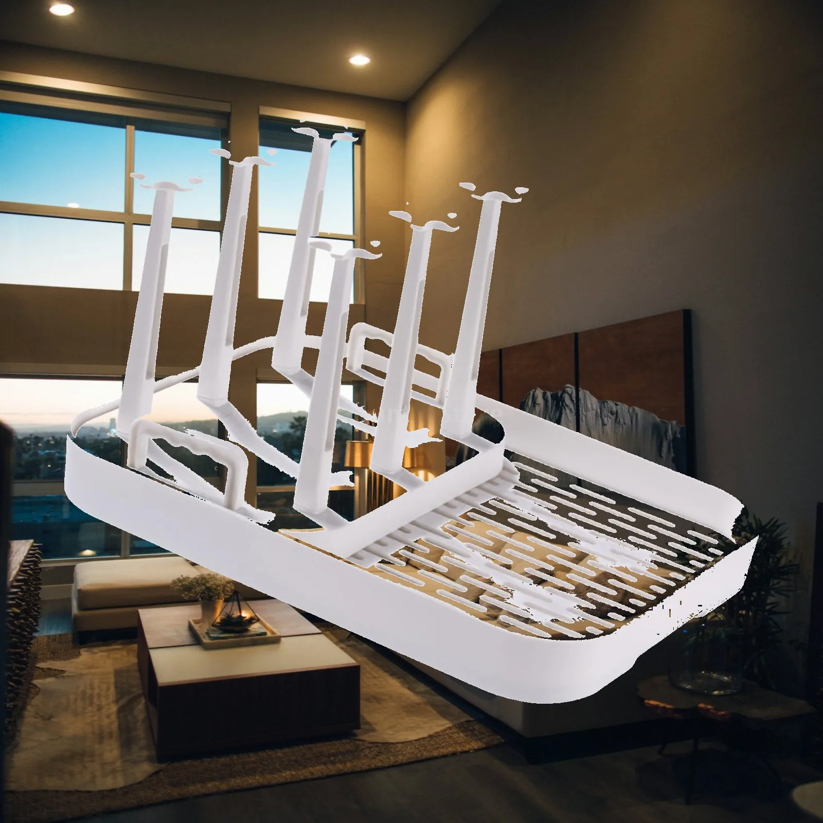 Cups Drying Rack Drain Tray Can Hold 6 Cups Drain Board Mug Holder Mug and Cups Organizer Coffee Table Sink Cafe Bar Home