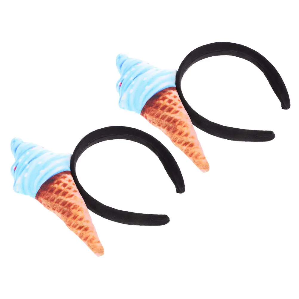 

2pcs Ice Cream Headbands Cute Face Wash Makeup Hair Spa Band for Girls Elastic Stretchy Multifunctional Daily Use