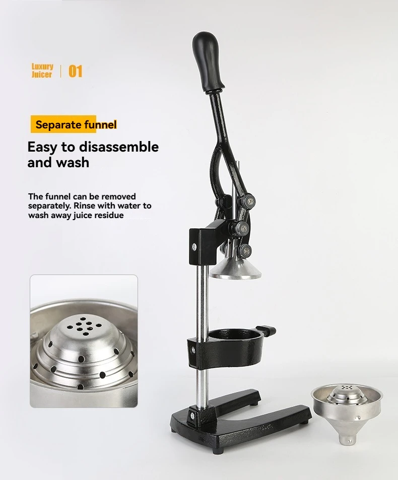 Hand Operated Fruit Squeezer with Fast Disassembly, Metal Heavy Duty Press Machine, Washable Multifunctional Extractor for Home