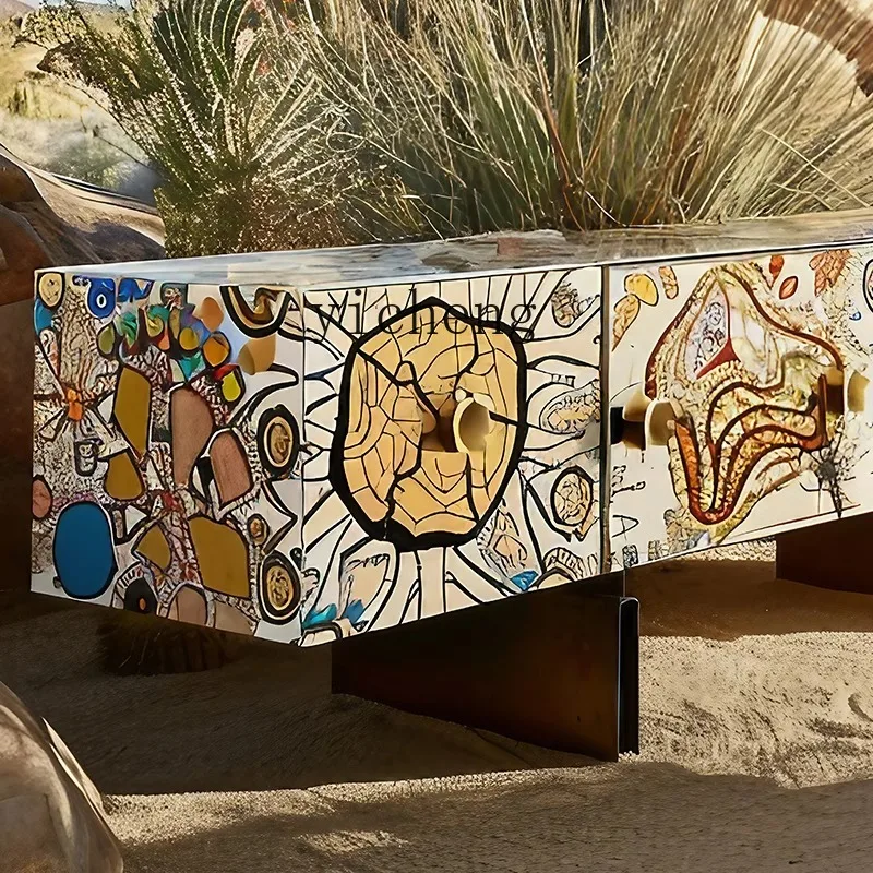 ZZ light luxury TV cabinet love creation joint painting art storage cabinet