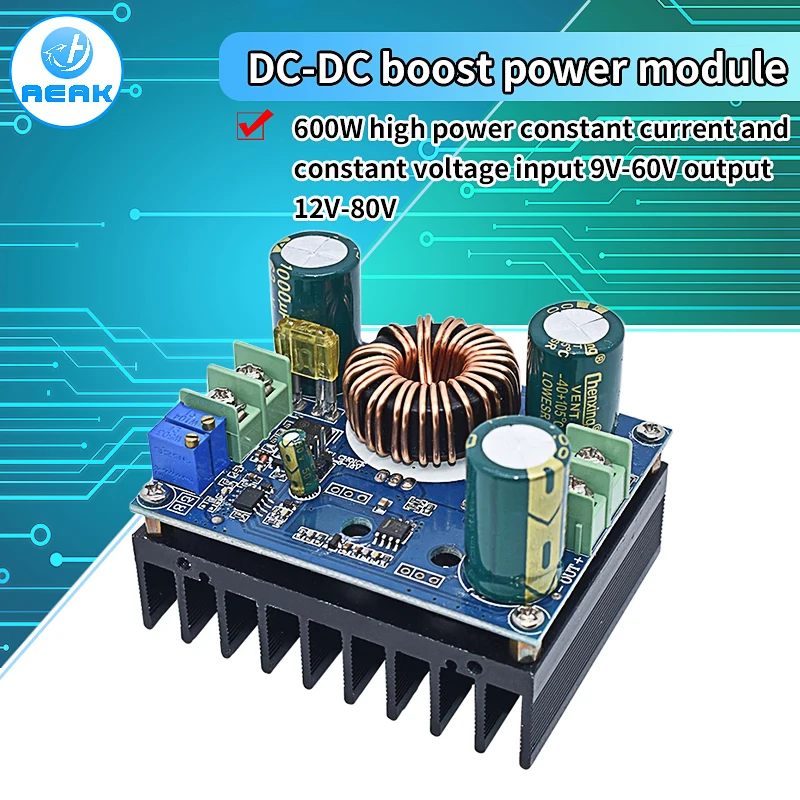 DC/DC Boost Converter 10-60V to 12-80V Step-up Voltage Regulator 600W Auto Power Supply Transformer Adjustable Output Volt C