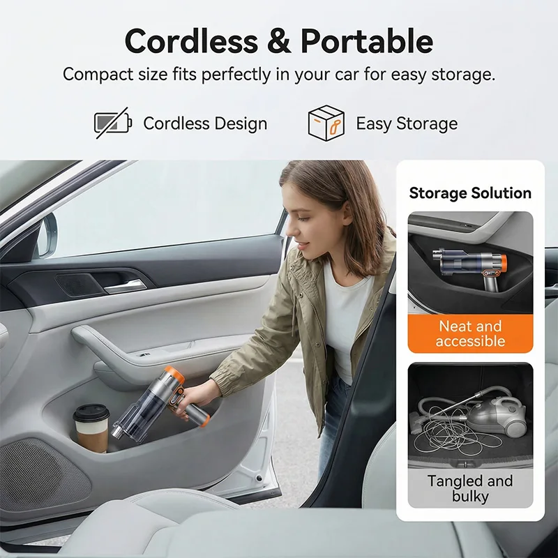 Wireless Handheld Car Vacuum Cleaner Strong Suction Cordless Mini Vacuum Home & Car Dual Use Portable Auto Cleaning Appliance