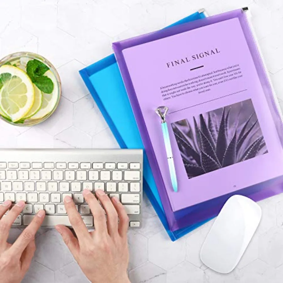 Buste in plastica da 8 pezzi Buste con cerniera in polietilene Buste in plastica espandibili con cerniera 9,8 x 12,8 Ihes 4 Colori assortiti f