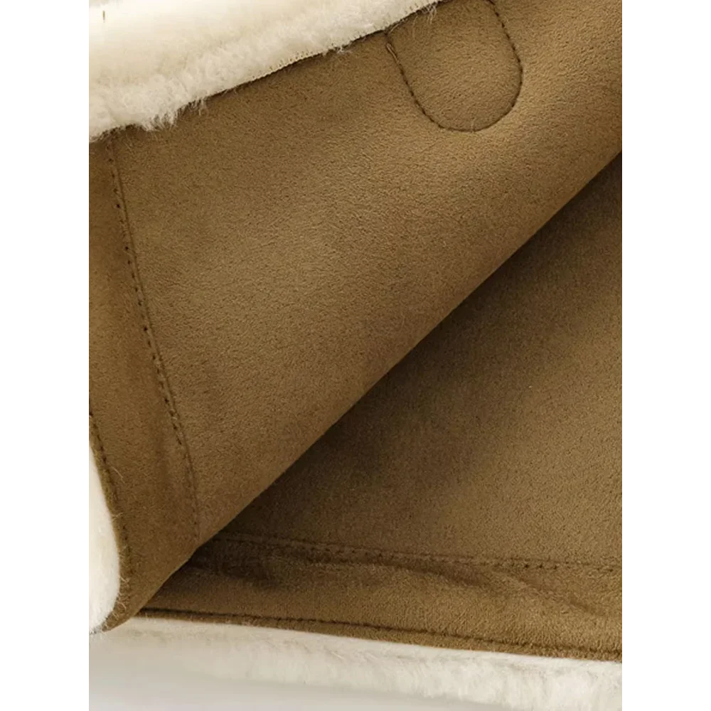 Front Toggle Female Outerwear Chic Tops Women Thick Fashion Warm Faux Fur Jacket 2025 Autumn New Long Sleeve Coat