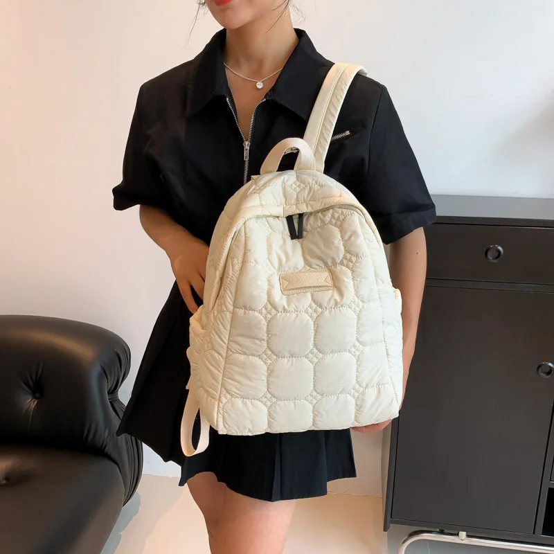 Ultralight Winter Warm Space Down Backpack Women School Backpack Bags for Girls Fashion Trend Lightweight Cotton Travel Bags