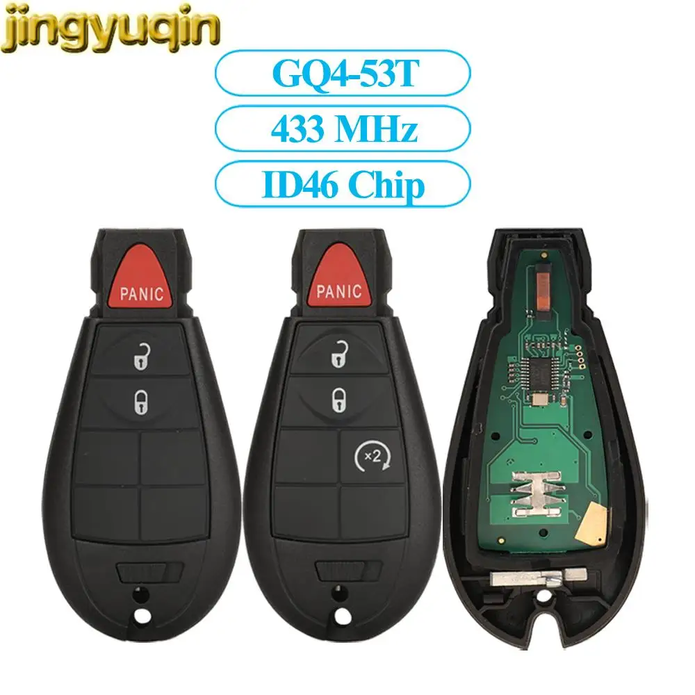 

Jingyuqin 3/4B Remote Car Key Fob ID46-PCF7961 433MHz For Jeep Cherokee 2014 2015 2016 2017 2018 2019 2020 2021 GQ4-53T