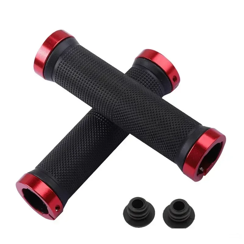 1 pair of mountain bike handlebar covers for mountain road bicycles, soft rubber anti-slip handlebar grips, locking rod ends