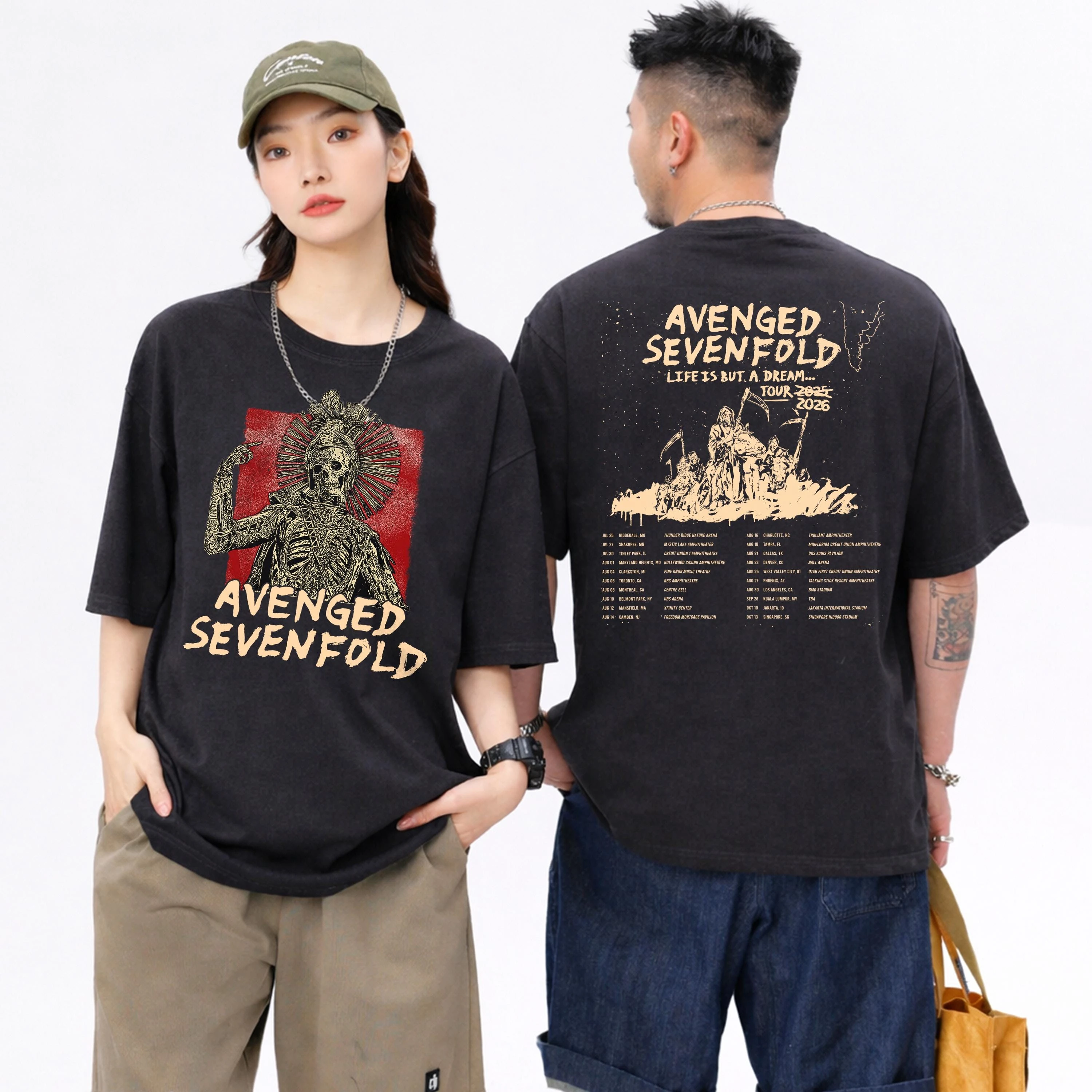 Heavy Metal Band T-shirt Avenged Sevenfold Life Is But A Dream Tour T-shirt 2026 Summer Men Women Cotton T-shirt Street Wear Y2K