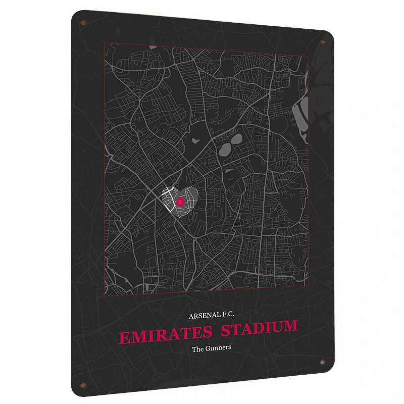Arsenal FC Emirates Stadium Map Metal Wall Art Decor Football Fan Souvenir