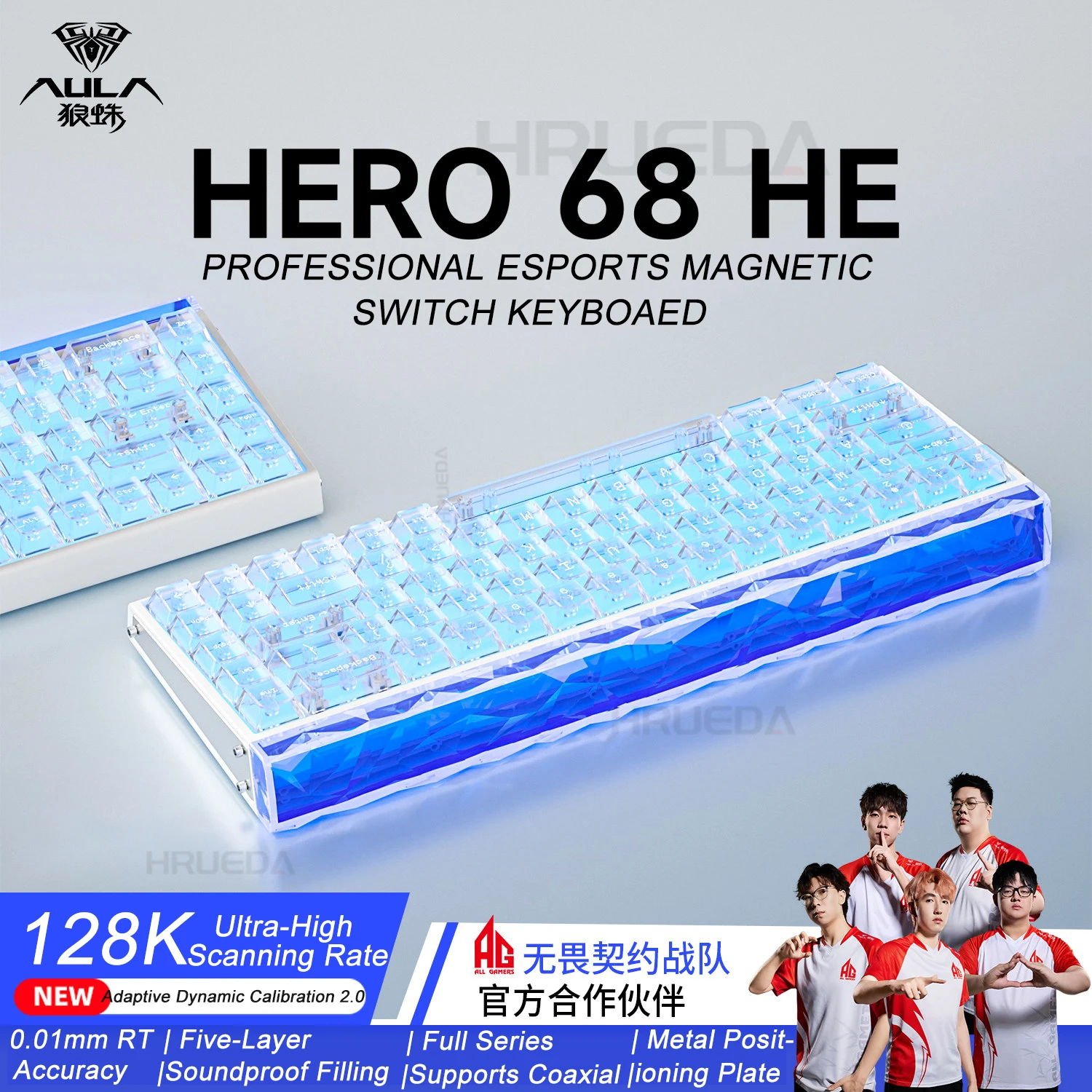 

Механическая клавиатура AULA Hero68 с магнитными переключателями, проводная, с боковой гравировкой клавиш, горячей заменой переключателей, RGB-подсветкой для киберспорта, игр и офиса