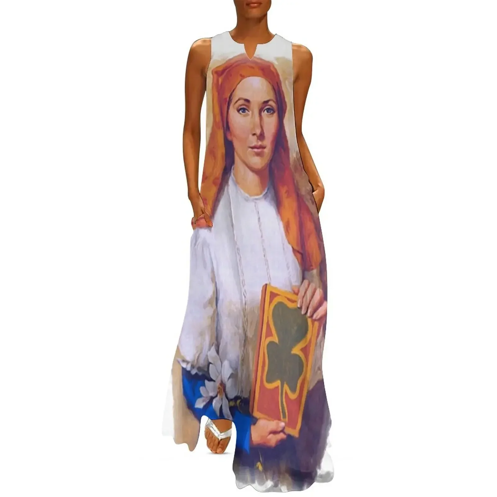 

Saint Dymphna Painting Long Dress Woman clothes Female dress elegant party dress for women 2025