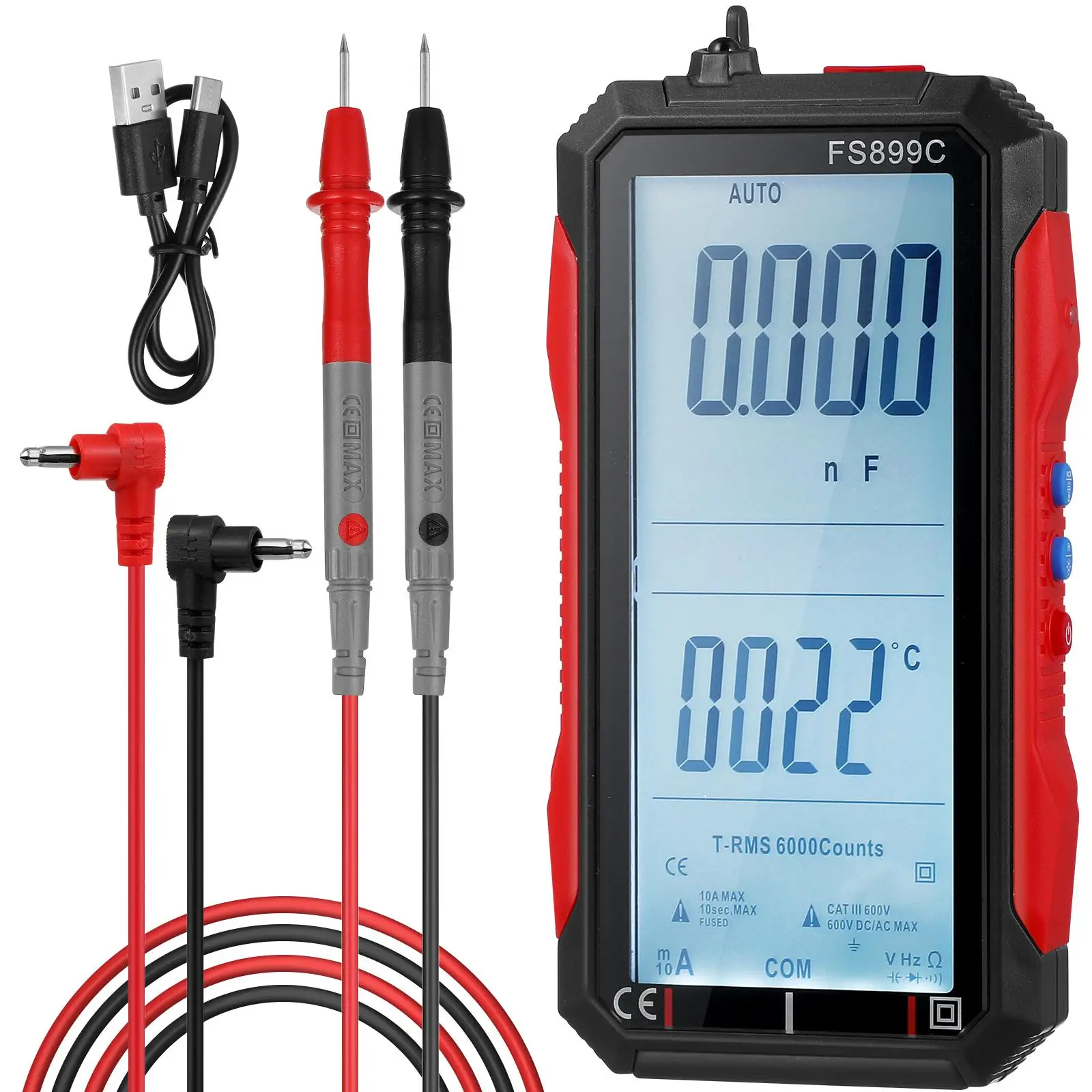 

High Precision Digital Multimeter Large Screen Auto Measurement Voltmeter AC Electrical Tester Rechargeable Multimeters