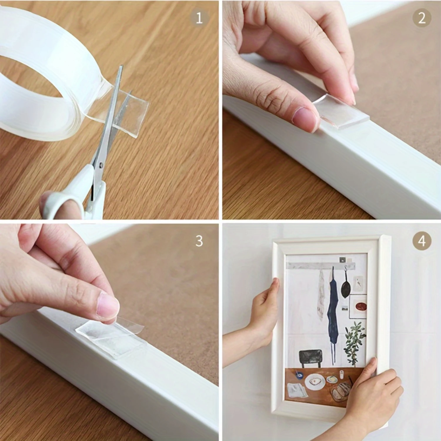 Cinta de pared transparente de doble cara, cinta para colgar cuadros, cinta de montaje multiusos, cinta adhesiva de agarre de Gel extraíble de alta resistencia, lavable