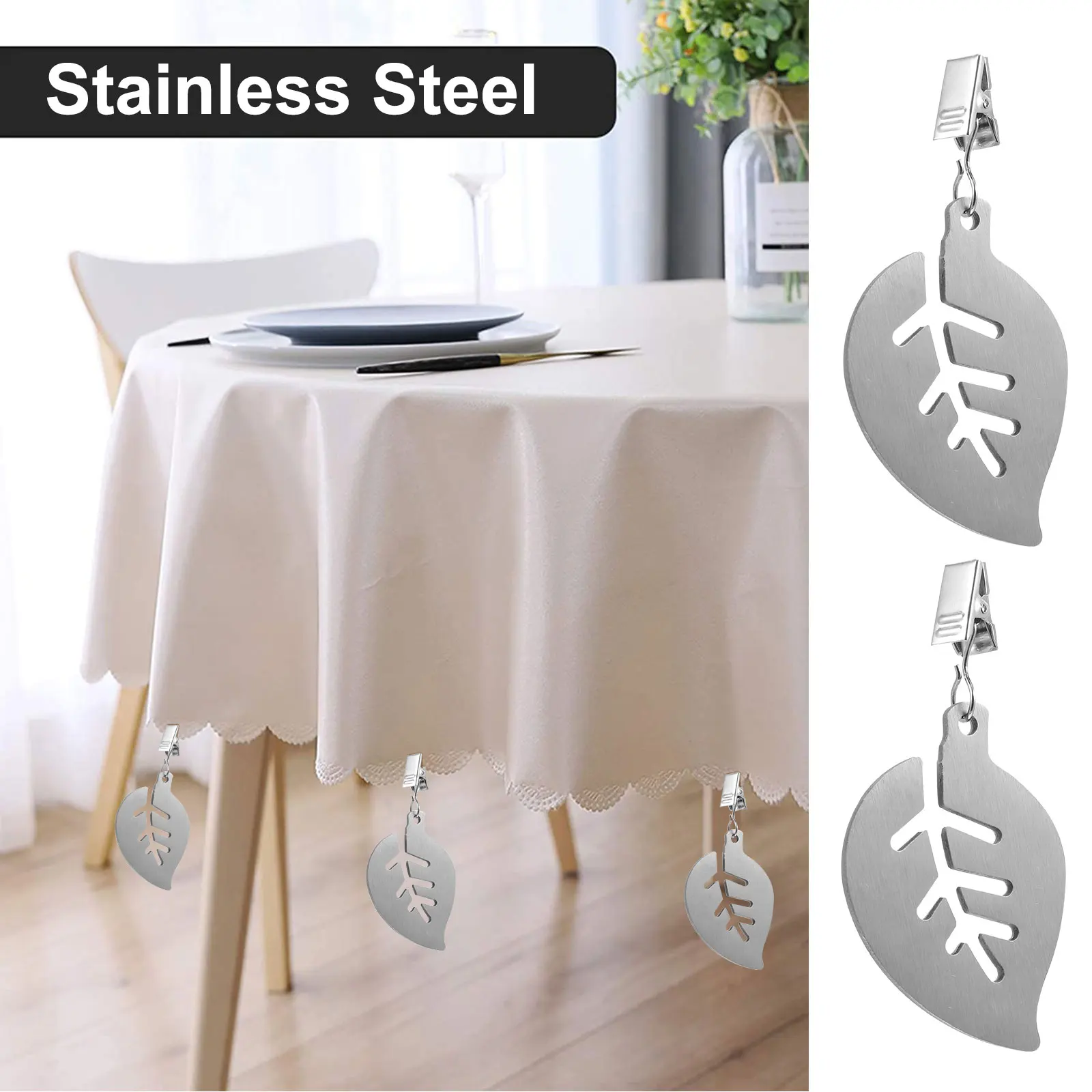 

4pcs Tablecloth Weights Stainless Steel Table Cover Clips Windproof For Outdoor Wedding Party Picnic Home Accessories Kitchen