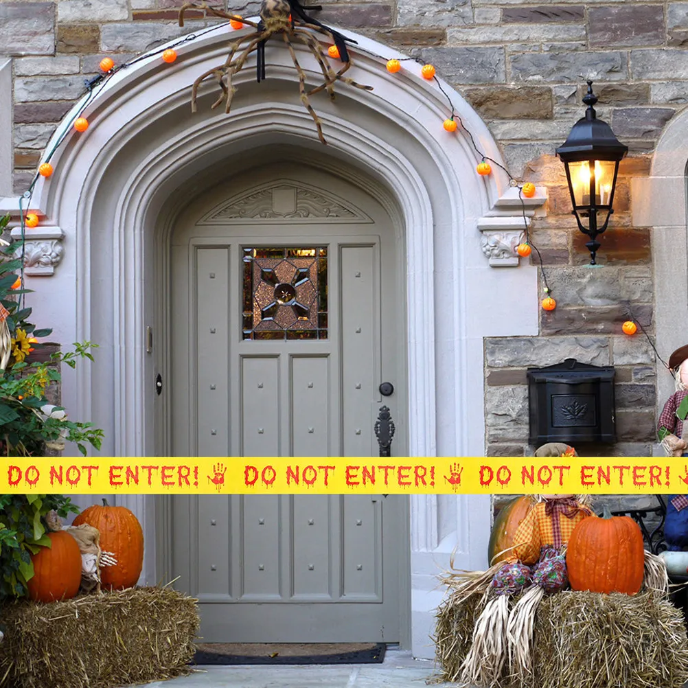 

2 Rolls Yellow Halloween Caution Tape with English Warning Text Spooky DIY Decor for Indoor Outdoor Haunted House Crime Scene