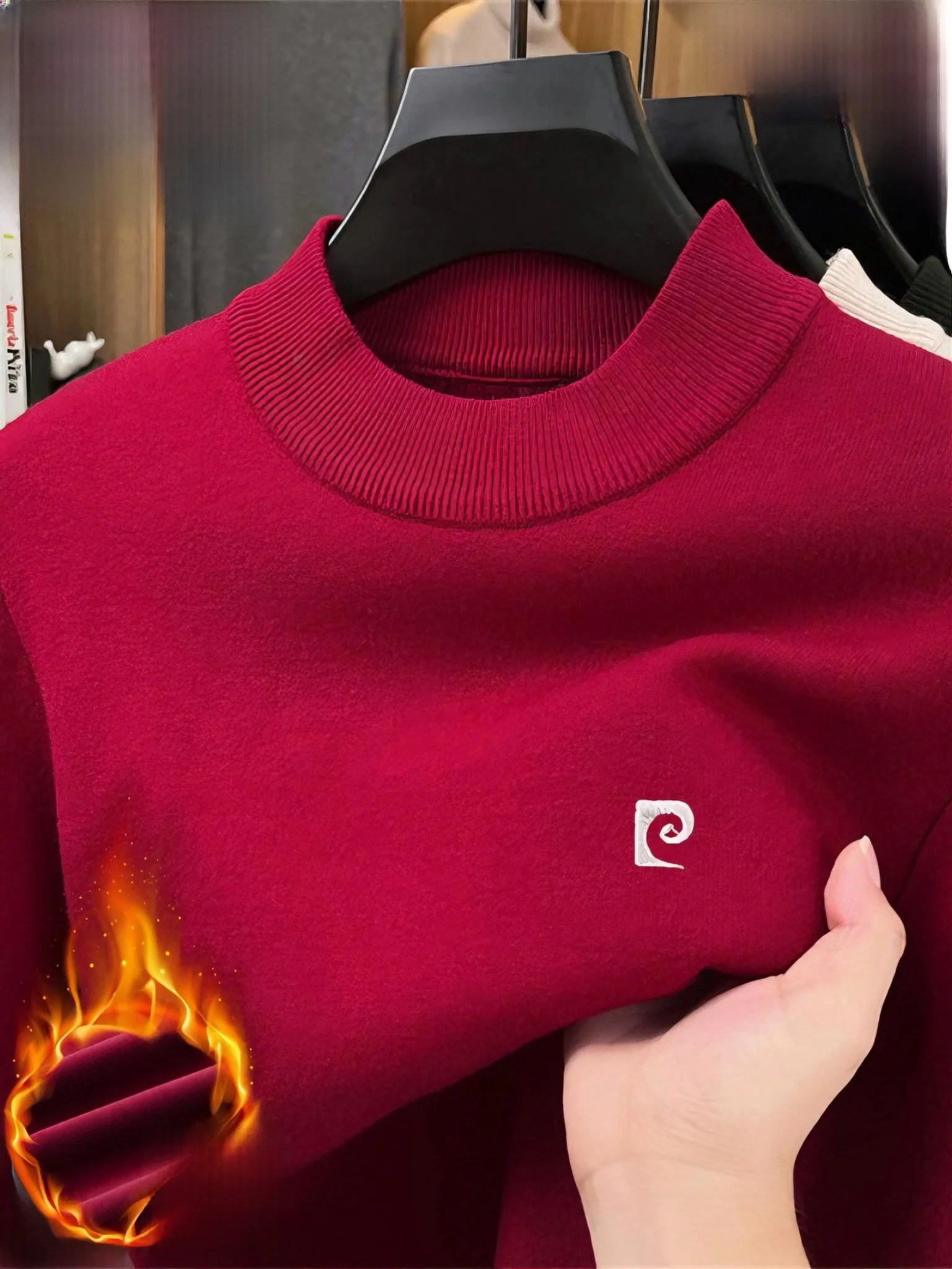 

Мужской вязаный свитер Pierre Cardin с высоким воротником, базовая модель, зимний, модный, теплый, с полувысоким воротником, повседневный стиль