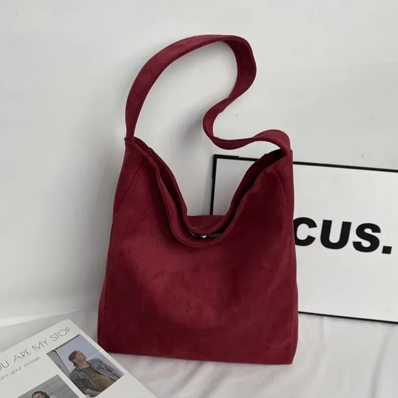 Suede Large Capacity Sewing Thread Shoulder Bags High Quality Solid Color Versatile Simplicity Single Women's Tote Bags